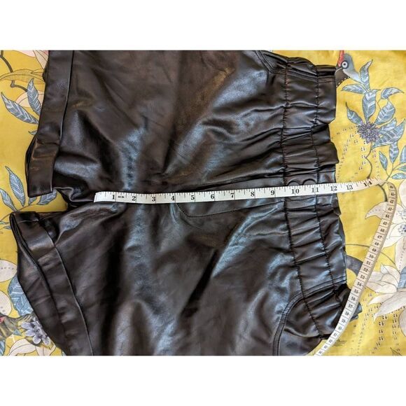 shinestar high waist black vegan leather shirts sz m euc - Picture 4 of 6